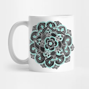 Mint & Charcoal Mandala Flower Mug